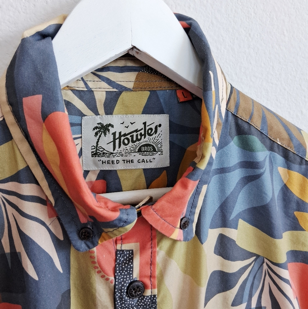 Howler Brothers Mansfield Shirt Absract Savannah Petrol L - Picture 6 of 15